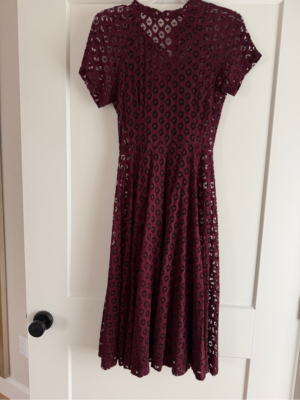 Goldie Burgundy Lace Fit-and-Flare Dress- size XS